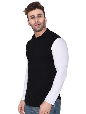 black color block casual shirt - 16483451 - Standard Image - 2
