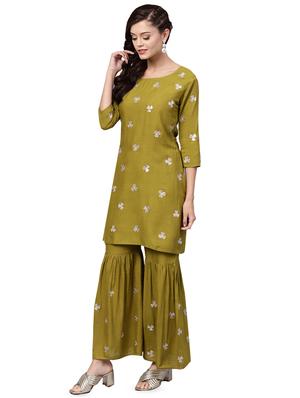 embroidered sharara suit set - 16483484 - Standard Image - 2