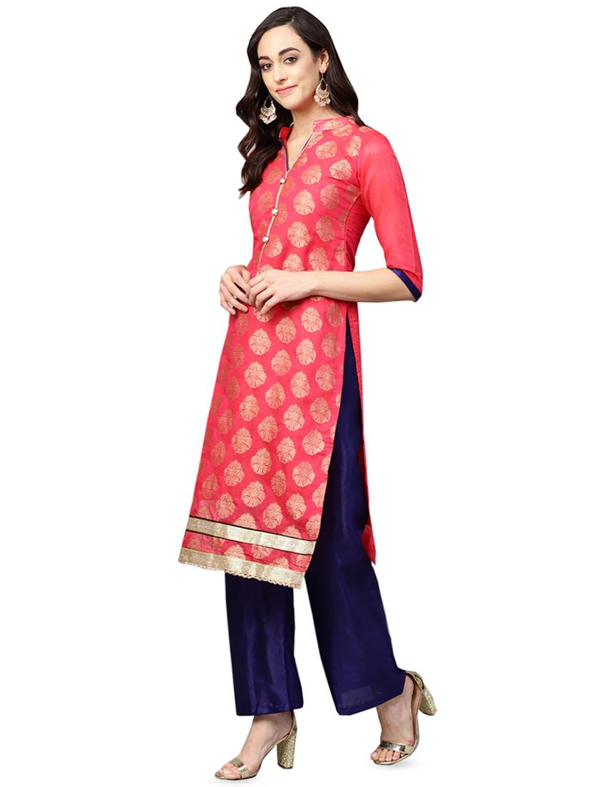 zari motifs unstitched palazzo suit - 16483693 - Zoom Image - 2