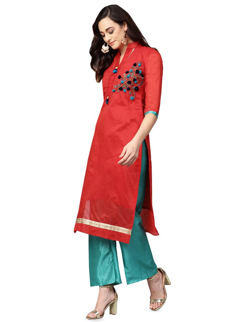 embellished unstitched straight pant suit - 16483694 - Zoom Image - 2