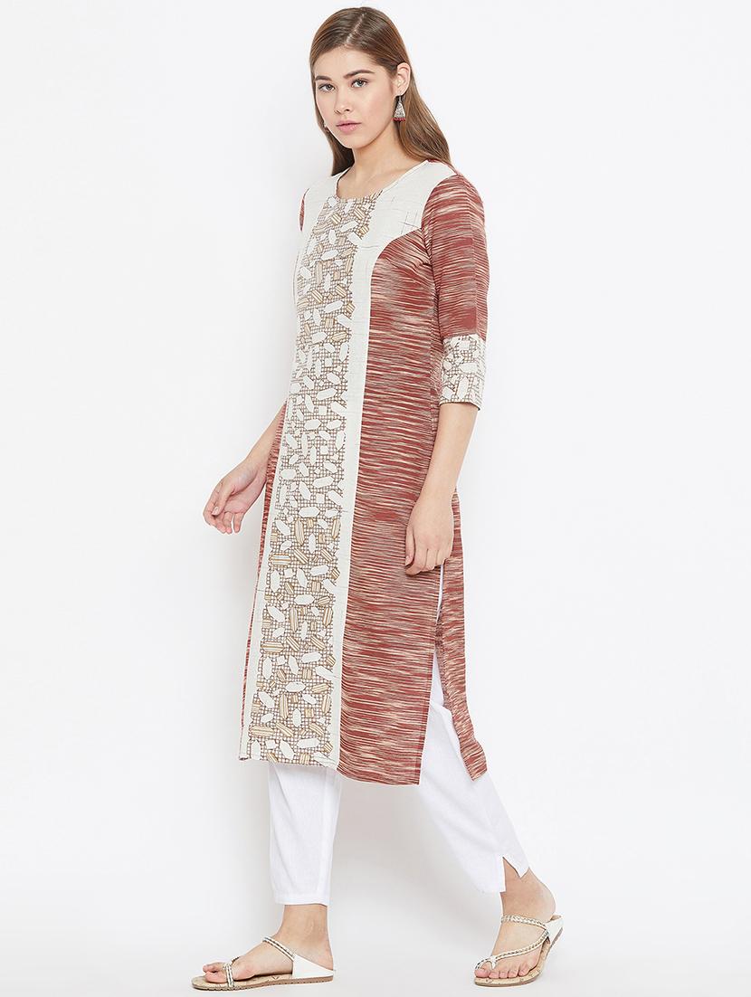 block printed straight kurta - 16483901 - Zoom Image - 2
