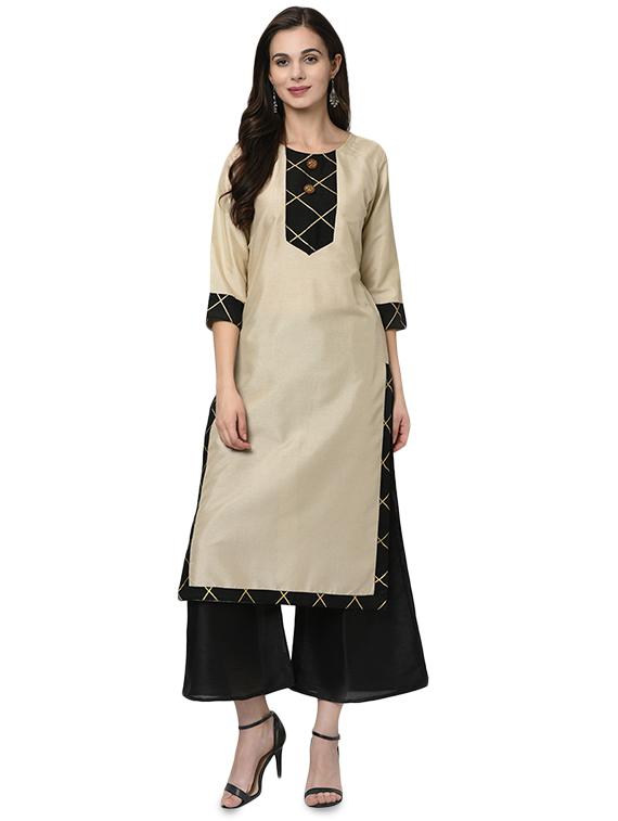 solid kurta palazzo with dupatta suit set - 16483923 - Zoom Image - 2