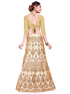 Gold embroidered flared lehenga - 16484085 - Standard Image - 2