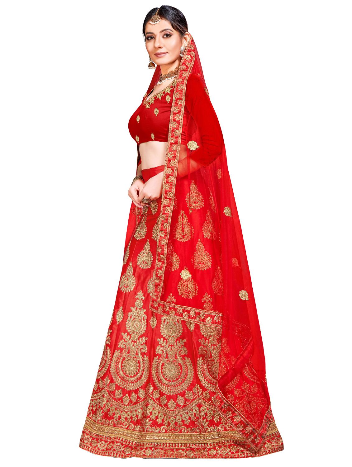 Gold embroidered a-line lehenga - 16484094 - Zoom Image - 2
