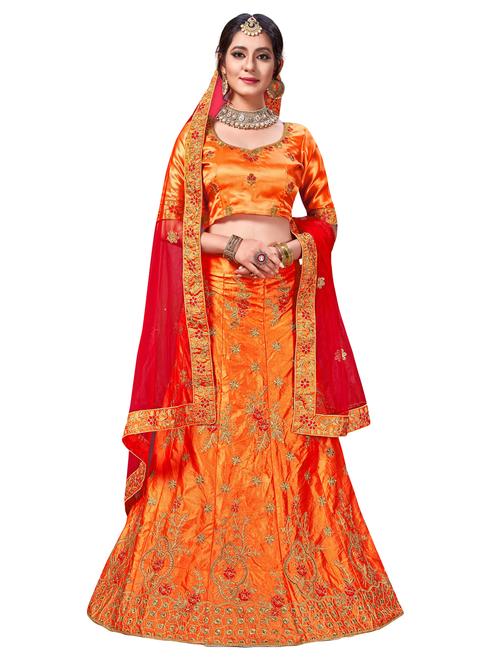 embroidered flared lehenga - 16484106 - Very Small Image - 1