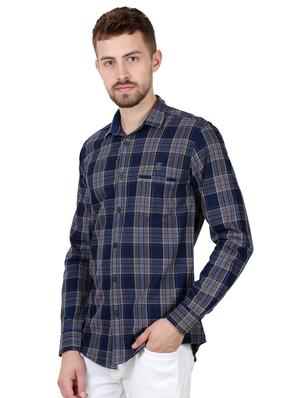 navy blue checkered casual shirt - 16484192 - Standard Image - 2