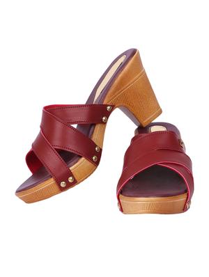 maroon slip on sandals - 16484703 - Standard Image - 2