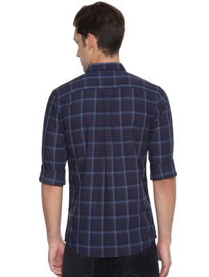 navy blue checkered casual shirt - 16485709 - Standard Image - 2