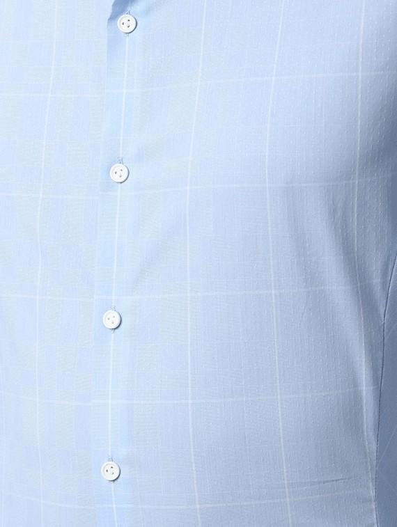 blue checkered formal shirt - 16485811 - Zoom Image - 5