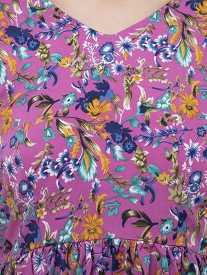 v-neck pleated floral top - 16486063 - Standard Image - 5