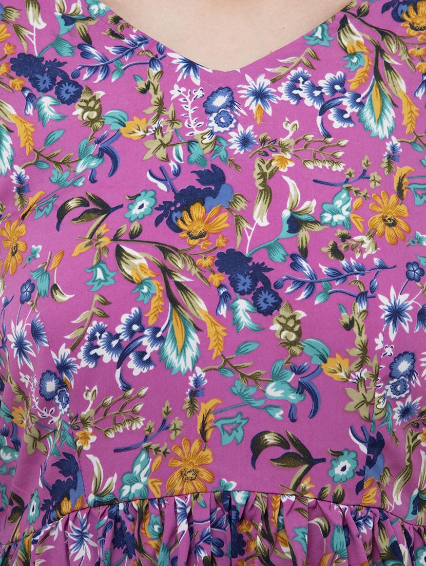 v-neck pleated floral top - 16486063 - Zoom Image - 5