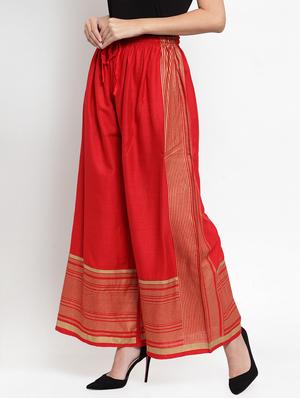 drawstring waist foil print palazzo - 16488009 - Standard Image - 2
