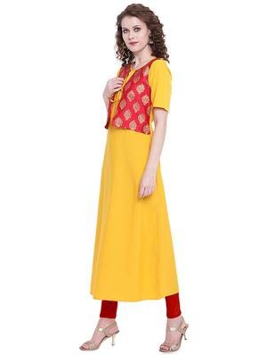 solid a-line kurta with jacket - 16488175 - Standard Image - 2