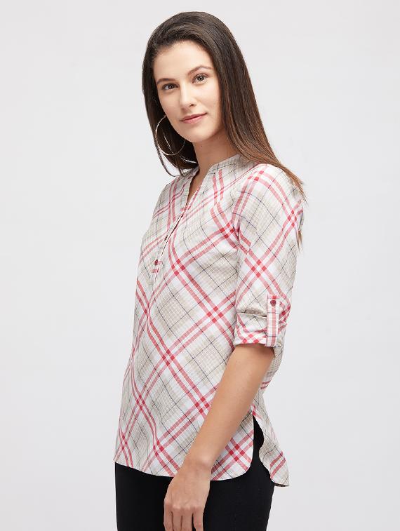 roll up sleeved plaid shirt - 16489158 - Zoom Image - 2