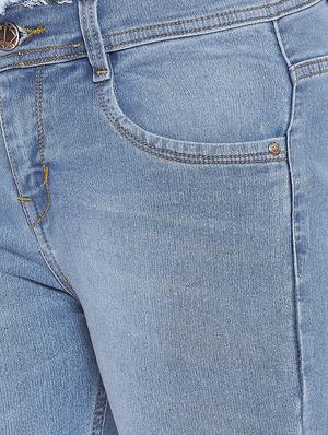 frayed detail high rise jeans - 16489176 - Standard Image - 5