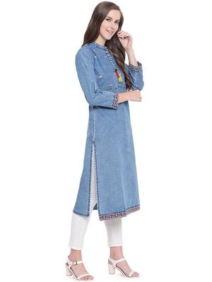embroidered straight kurta - 16489739 - Standard Image - 2