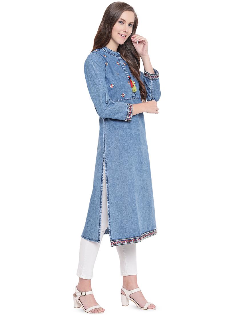 embroidered straight kurta - 16489739 - Zoom Image - 2