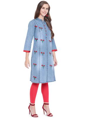 embroidered straight kurta - 16489743 - Standard Image - 2