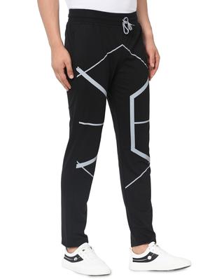 black printed full length track pant - 16489906 - Standard Image - 2