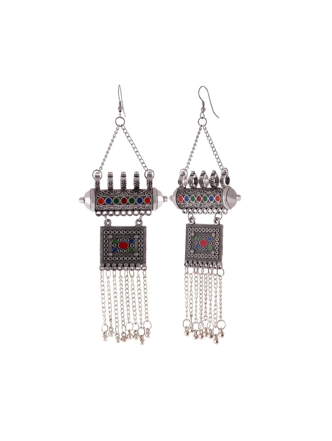 multi colored metal jhumka earring - 16490640 - Zoom Image - 2