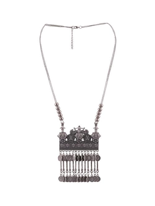 silver metal statement necklace - 16491004 - Standard Image - 1