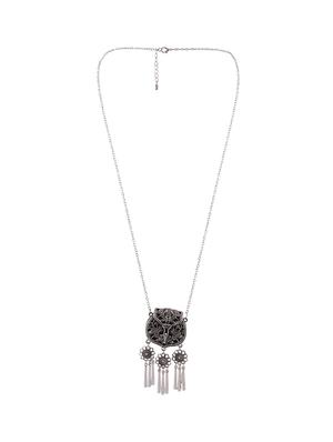 silver metal statement necklace - 16491010 - Standard Image - 2