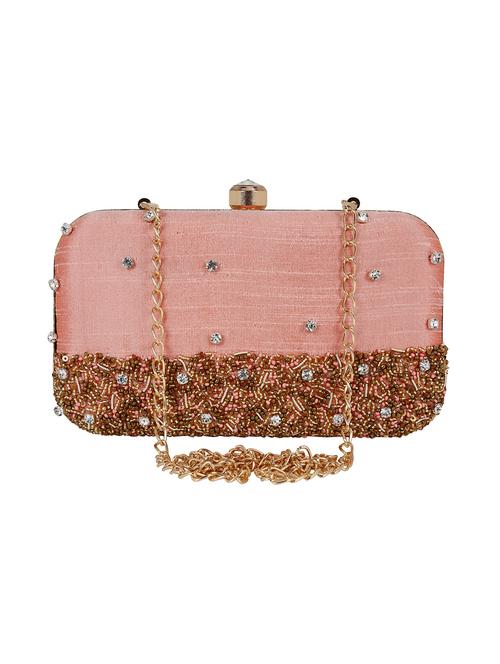 pink faux silk box clutch - 16491041 - Standard Image - 1