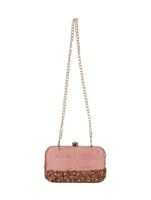 pink faux silk box clutch - 16491041 - Standard Image - 5