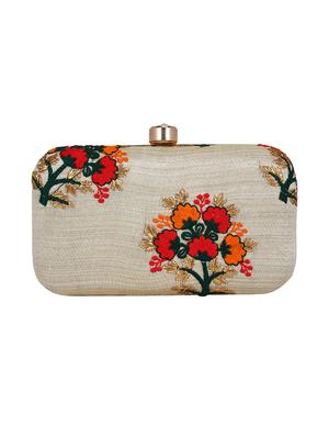 beige faux silk box clutch - 16491047 - Standard Image - 2