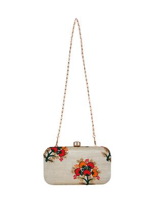 beige faux silk box clutch - 16491047 - Standard Image - 5