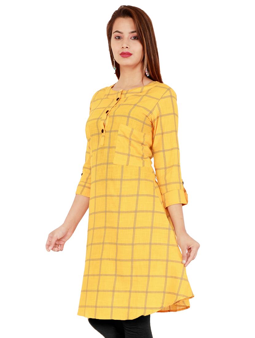 checkered a-line kurta - 16491073 - Zoom Image - 2