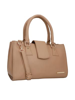 beige leatherette (pu) regular handbag - 16491807 - Standard Image - 5