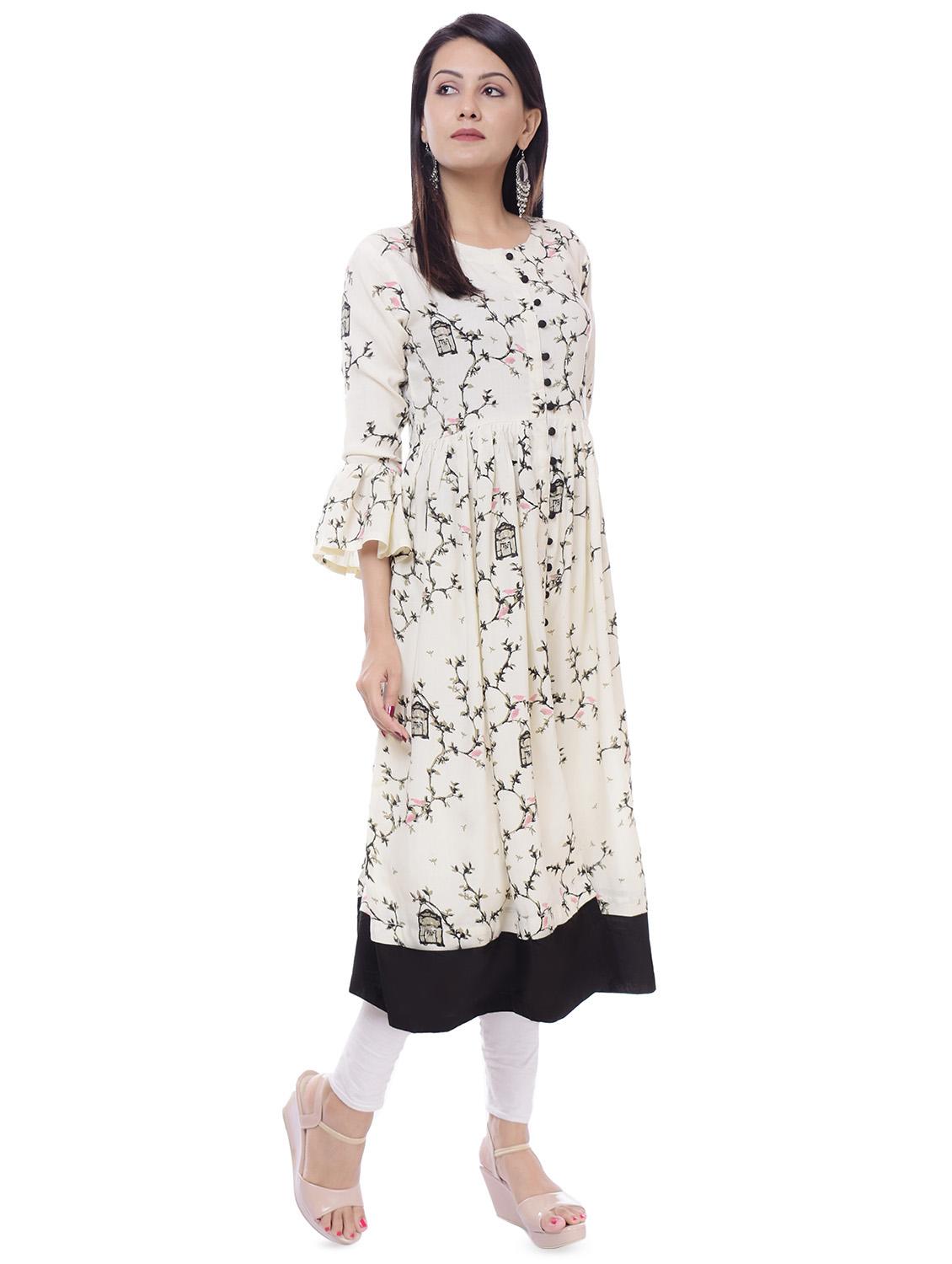 Conversational flared kurta - 16492869 - Zoom Image - 2