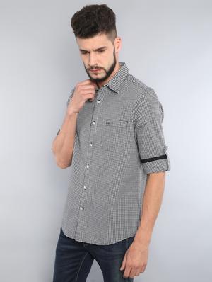black checkered casual shirt - 16492981 - Standard Image - 2