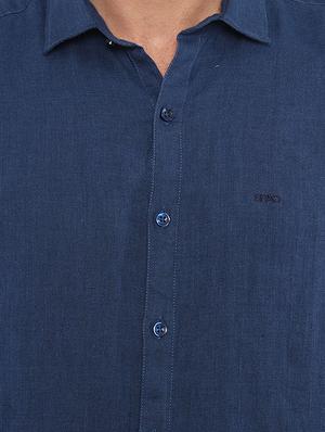navy blue solid casual shirt - 16492983 - Standard Image - 5