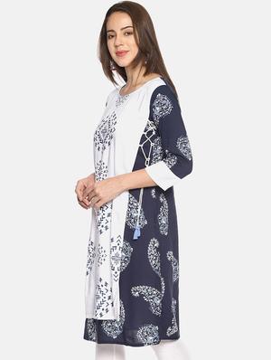 paisley layered kurta - 16493021 - Standard Image - 2