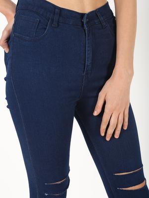 high rise knee slit jeans - 16493030 - Standard Image - 5