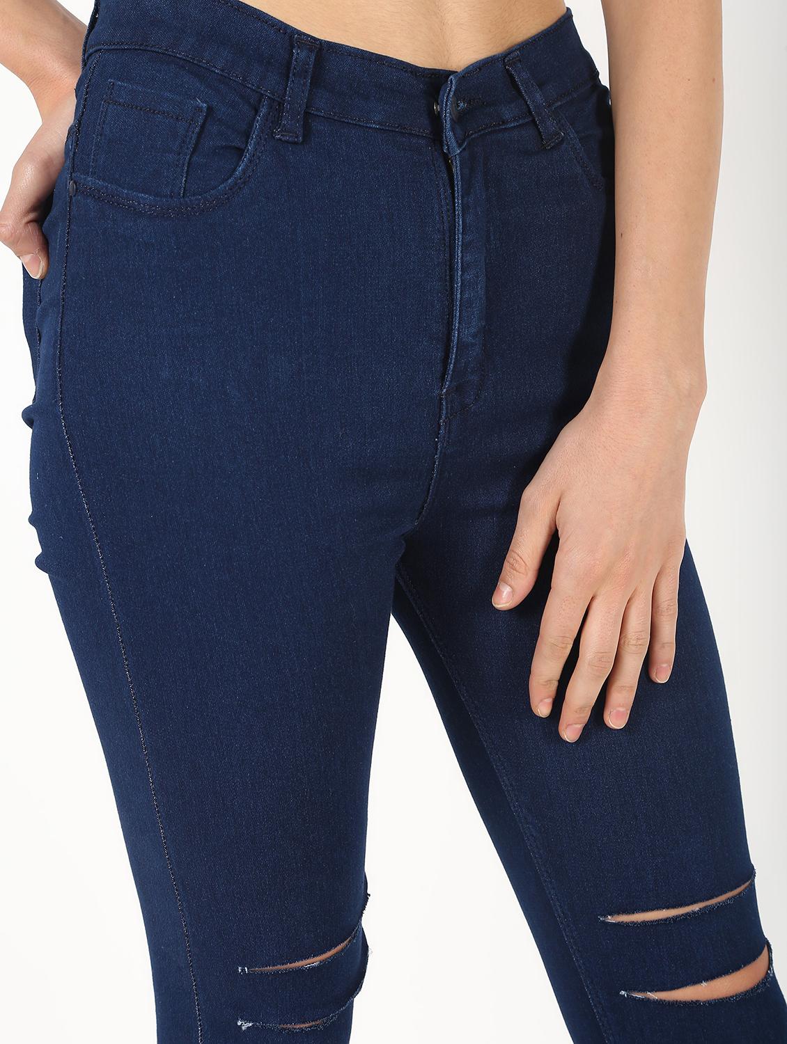 high rise knee slit jeans - 16493030 - Zoom Image - 5