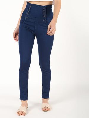 high rise button detail jeans - 16493090 - Standard Image - 2