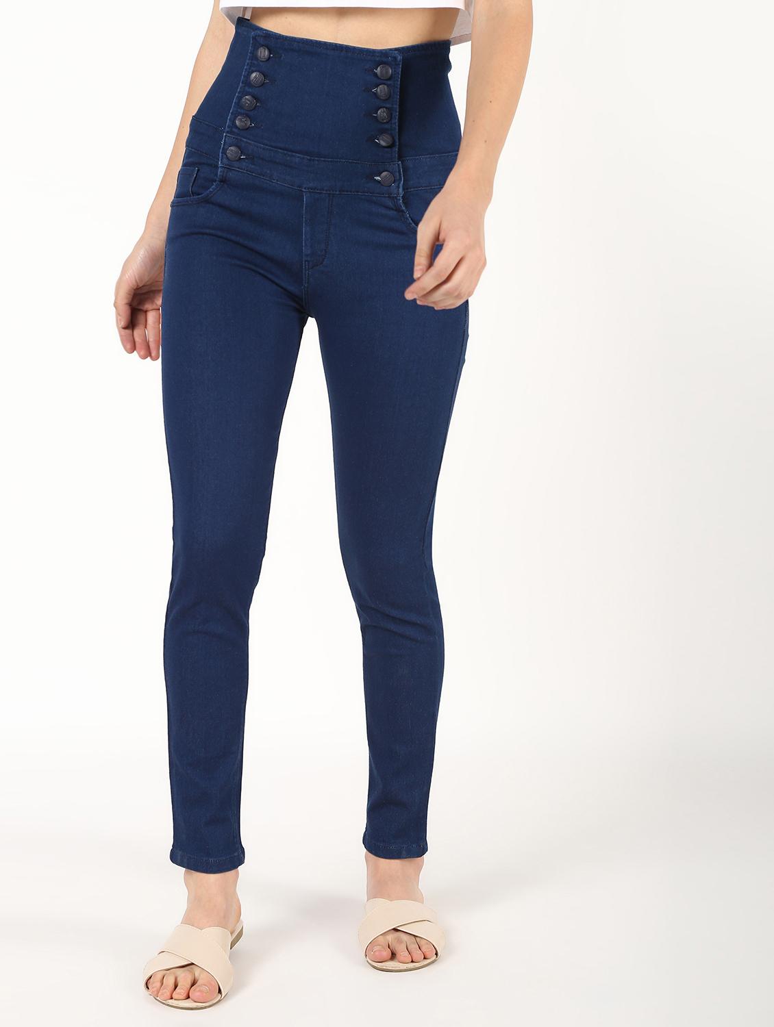 high rise button detail jeans - 16493090 - Zoom Image - 2