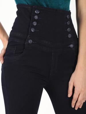 high rise button detail jeans - 16493091 - Standard Image - 5