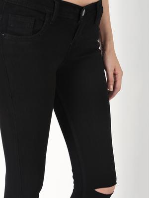 high rise knee slit jeans - 16493108 - Standard Image - 5