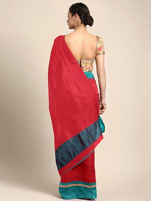 bordered plain saree with blouse - 16493204 - Standard Image - 2