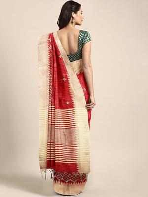 bordered woven saree with blouse - 16493243 - Standard Image - 2