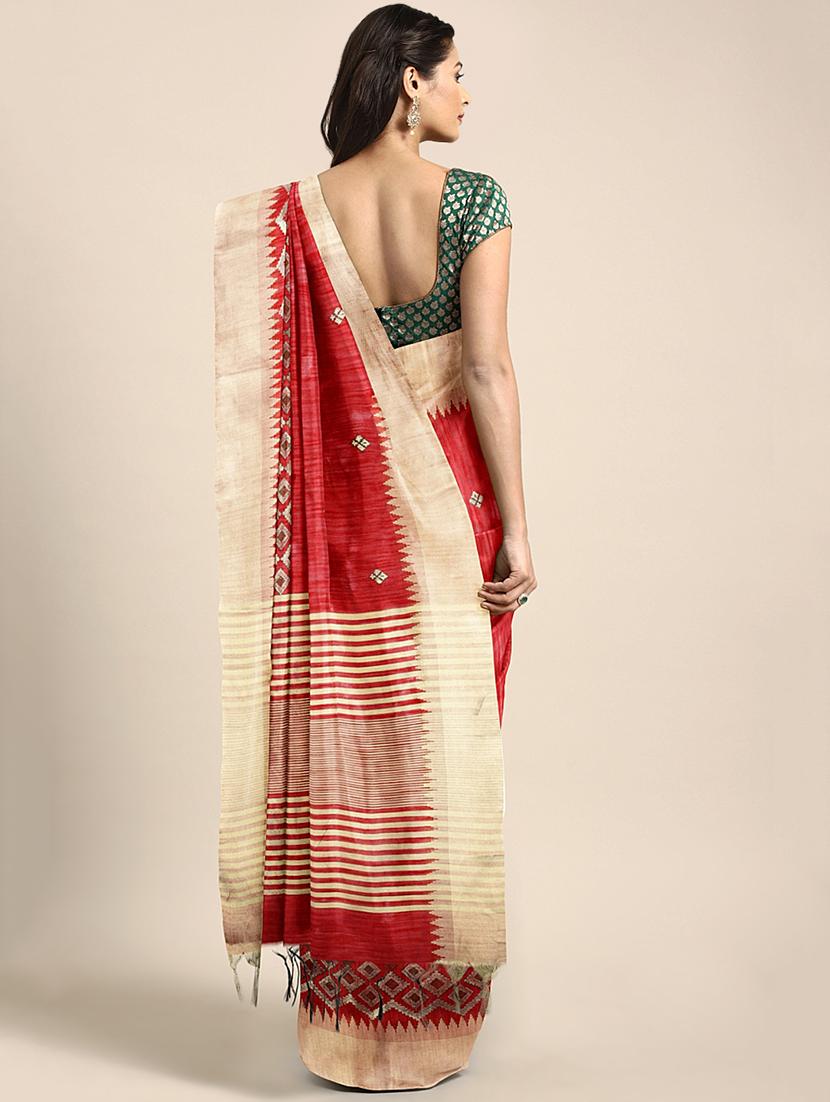 bordered woven saree with blouse - 16493243 - Zoom Image - 2