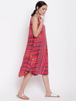 striped flared ethnic dress - 16493482 - Standard Image - 2