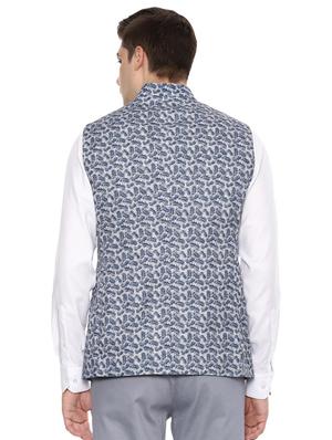 blue printed nehru jacket - 16493741 - Standard Image - 2