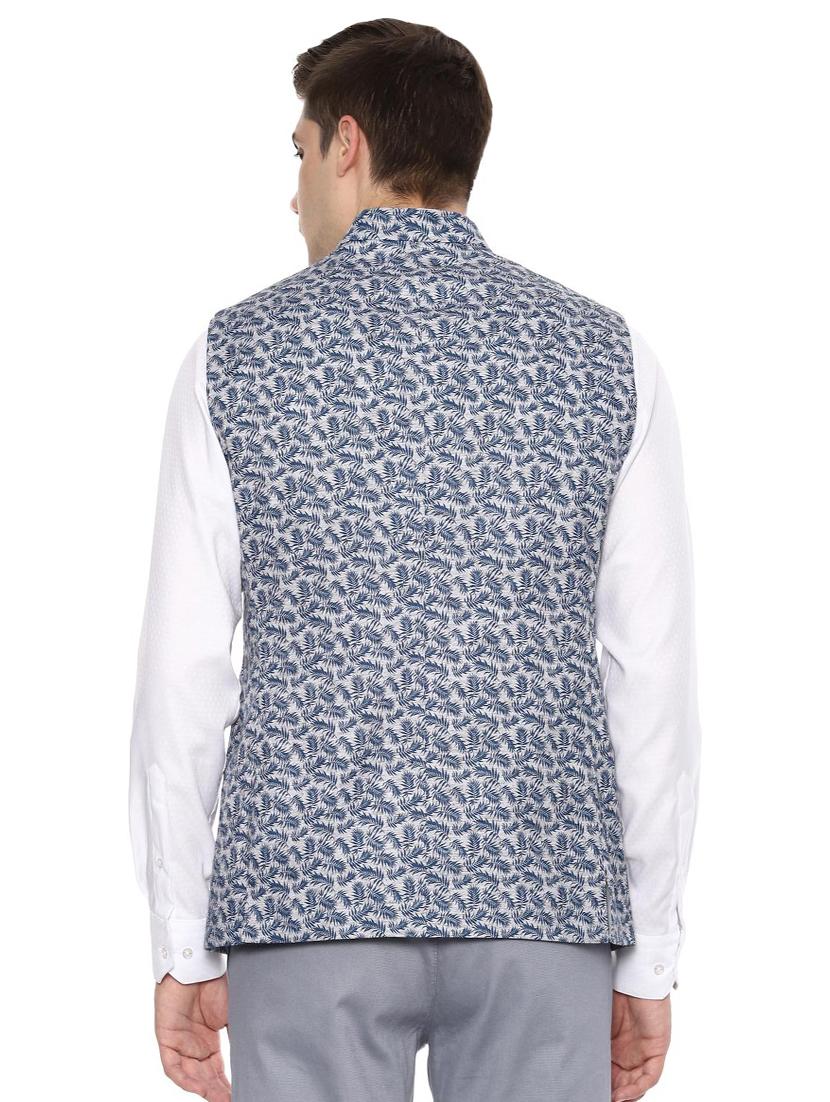 blue printed nehru jacket - 16493741 - Zoom Image - 2