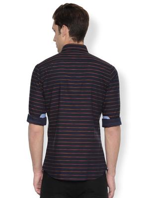 navy blue striped casual shirt - 16493792 - Standard Image - 2