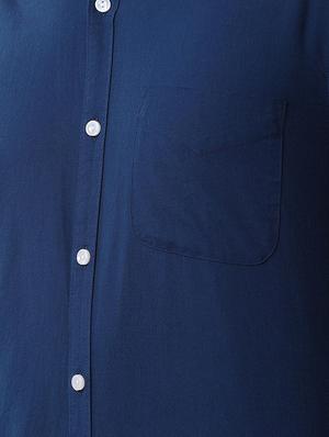 navy blue solid casual shirt - 16493892 - Standard Image - 5